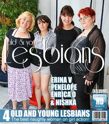 Four horny lesbians licking eachohters juicy pussy and ass