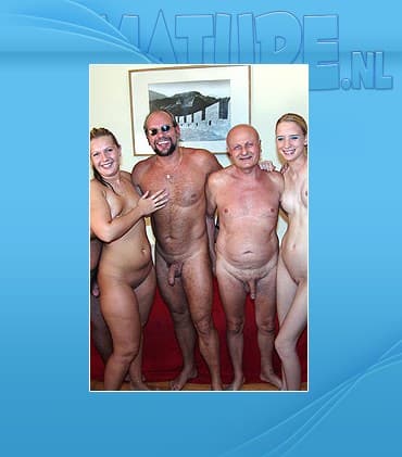 A 19 year old and a 22 year old girl having groupsex with old men