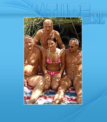 20 year old girl having a outdoor gang bang with older men