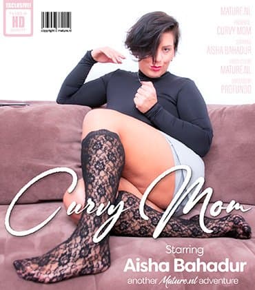 Curvy Mom Aisha is playing with her wet shaved pussy