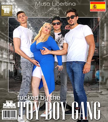 Mature Musa Libertina gets fucked by three toy boys at once