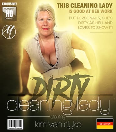 Big breasted cleaning lady gets dirty in the kitchen from her work