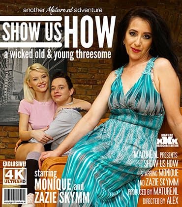 This hot young couple gets freaky sexlessons from MILF Monique