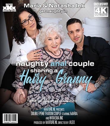 Honey I brought a hairy granny to join our Anal threesome