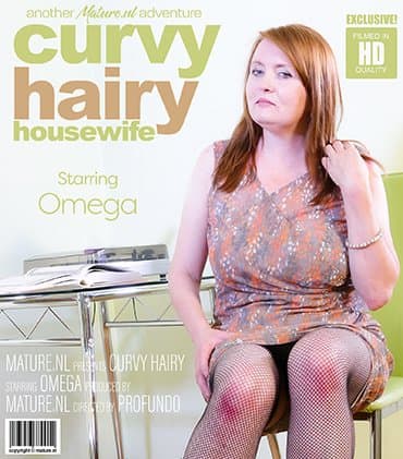 Curvy mature Omega loves to play with her hairy pussy