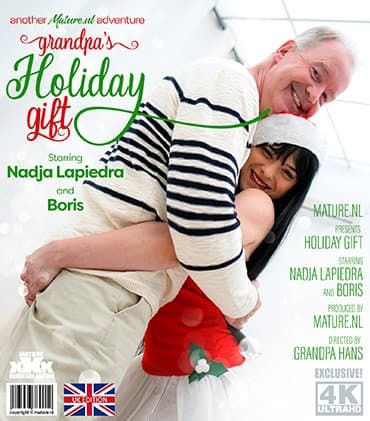 Grandpa's wet, horny and young holiday gift is ready for him