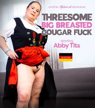 Big breasted mature Abby Tits loves to get fucked by two handymen at the same time