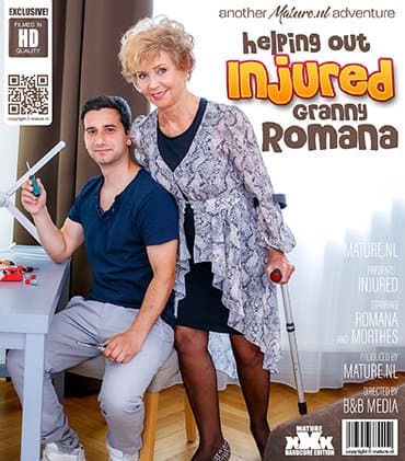Injured Granny Romana needs help from her pussy loving horny toyboy