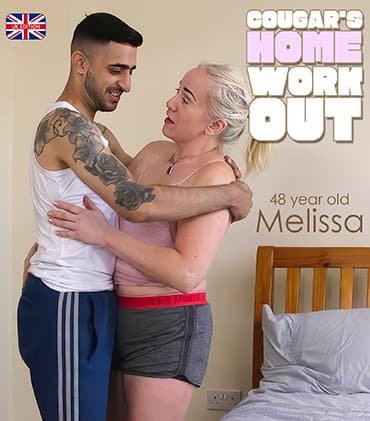 Melissa is a 48 year old cougar who gets a hardcore workout in her own bed from a friend