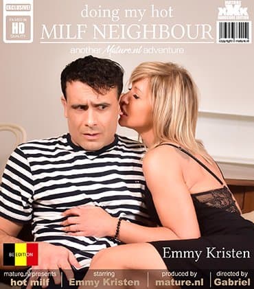 Emmy Kristen is a blonde MILF who loves to fuck and suck her neighbour's hard cock