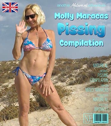Compilation of Mature Molly Maracas pissing Outdoor on the beach, In the shower and more