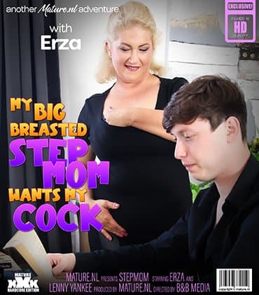 Curvy big breasted cougar Erza getting hardcore titfucked by her horny stepson
