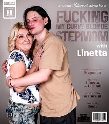 This toyboy gets seduced by his curvy stepmom Linetta for some hardcore sex in the livingroom
