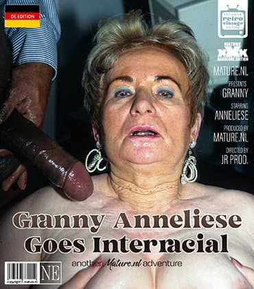 Hairy vintage granny Anneliese goes interracial for the first time!
