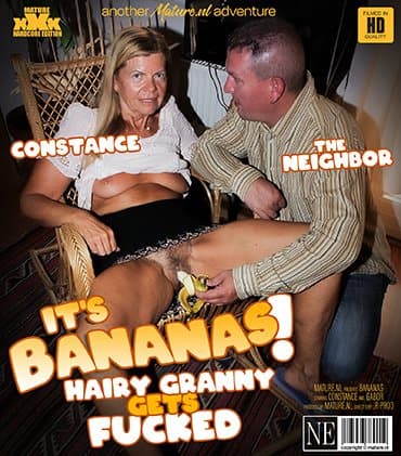 61 year old Hairy granny Constance getting fucked by the younger neighbor at home