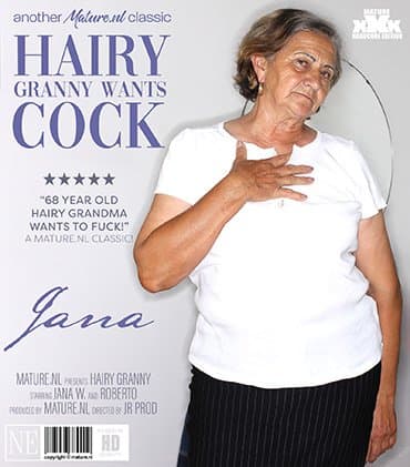 Young guy Roberto fucking his 68 year old hairy granny neighbor Jana W. hard in the livingroom