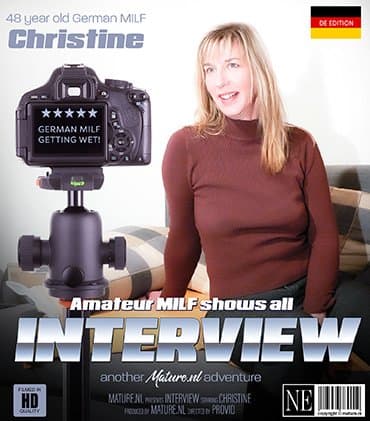 We interview 48 year old German MILF Christine and she gets naked and all the way before our camera