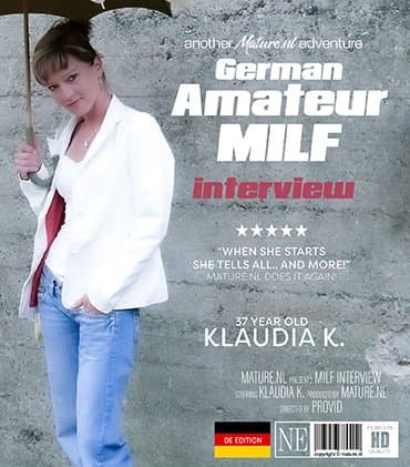 Hot German MILF Klaudia gets naked and wet during her interview by our naughty reporter