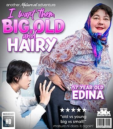 Big tits, hairy and BBW 54 year old Edina gets her horny way with her younger exchange student