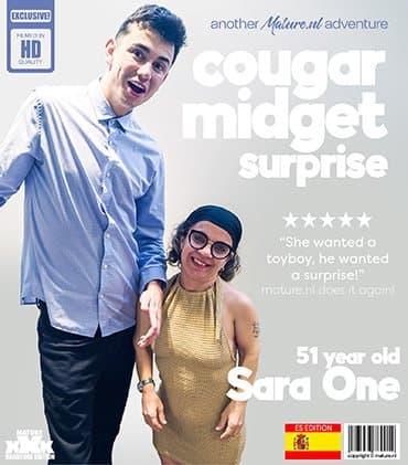Sara One is a mature midget who fucks the lobby toyboy as a surprise arranged by her friend Yelena