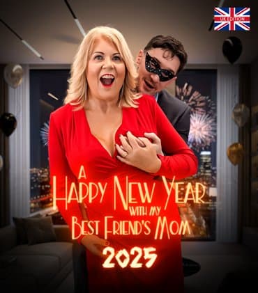Curvy 61 year old MILF Cassandra is spending new years night with her son's horny best friend