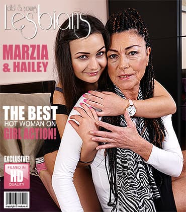 50+ lesbian mature lady from Italy and 19 year old teen Anina Silk taste each other's wet pussies