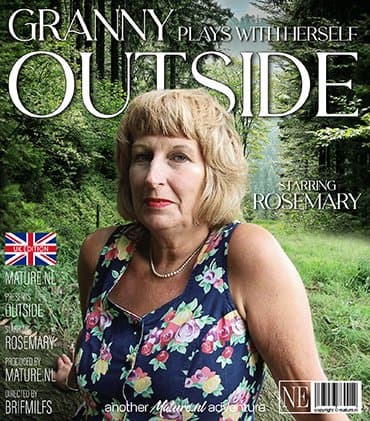 Naughty Granny Rosemary plays with herself outside