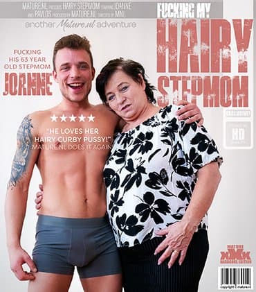Hairy 63 year old curvy stepmom Joanne getting fucked by her strapping stepson