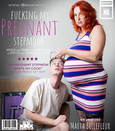 Fucking my pregnant stepmom Marta Bellefleur in the livingroom is a dream come true