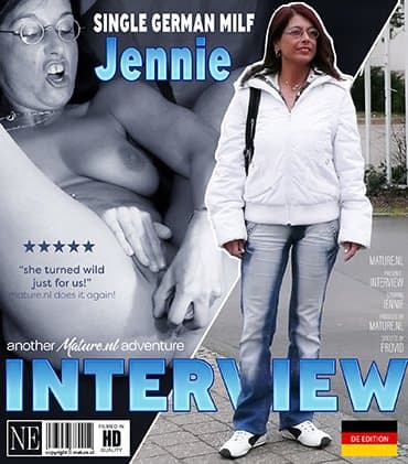 Jennie is a single whit MILF that loves to give a very naughty masturbating interview