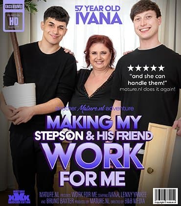 Curvy stepmom Ivana has a threesome with her stepson and his best friend after working for her!