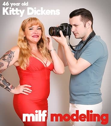 46 year old MILF Kitty Dickens is getting fucked by her toyboy photographer during a photoshoot