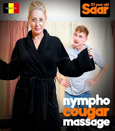 51 year old Belgium MILF Saar is getting a very naught and kinky massage from a toyboy
